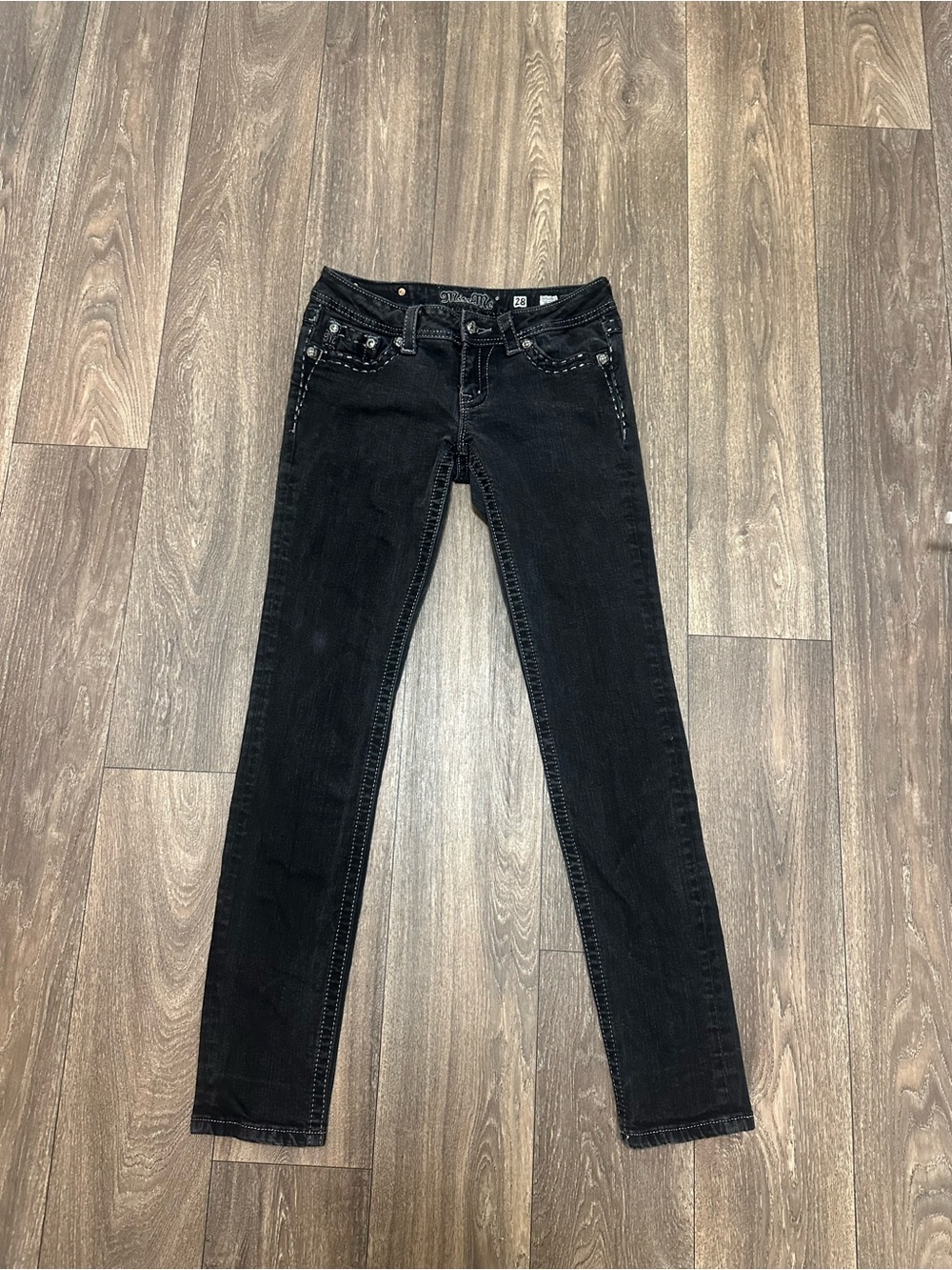 Miss Me Black Skinny Jeans with Studded Pocket Detail